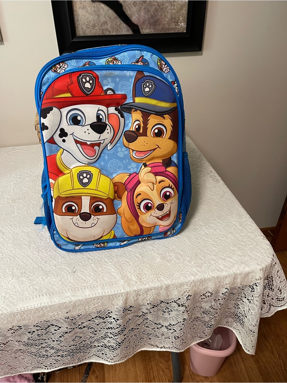 Paw Patrol Blue Kids Backpack with Marshall, Chase, Rubble & Skye Print
